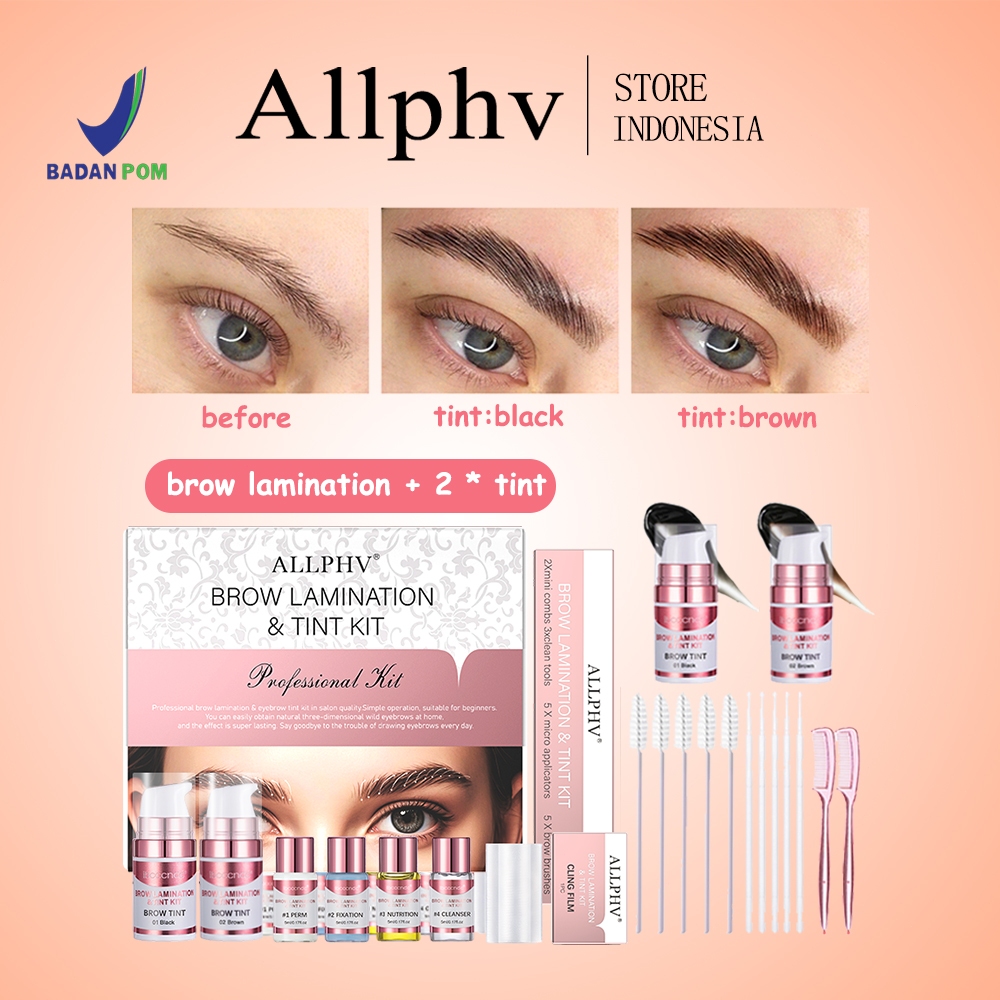 (BPOM) ALLPHV Brow Lamination Brow Bomber Kit And Tint - Black & Brown