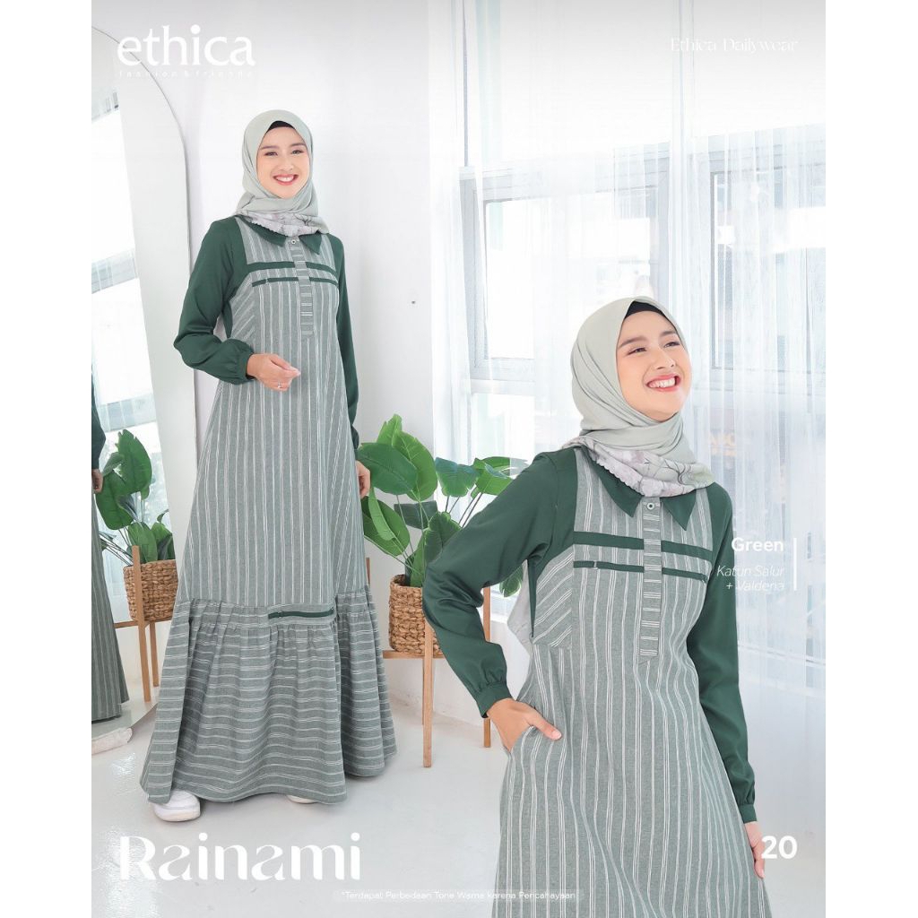 BAJU GAMIS DAILY ETHICA RAINAMI 20 GREEN + BROWN