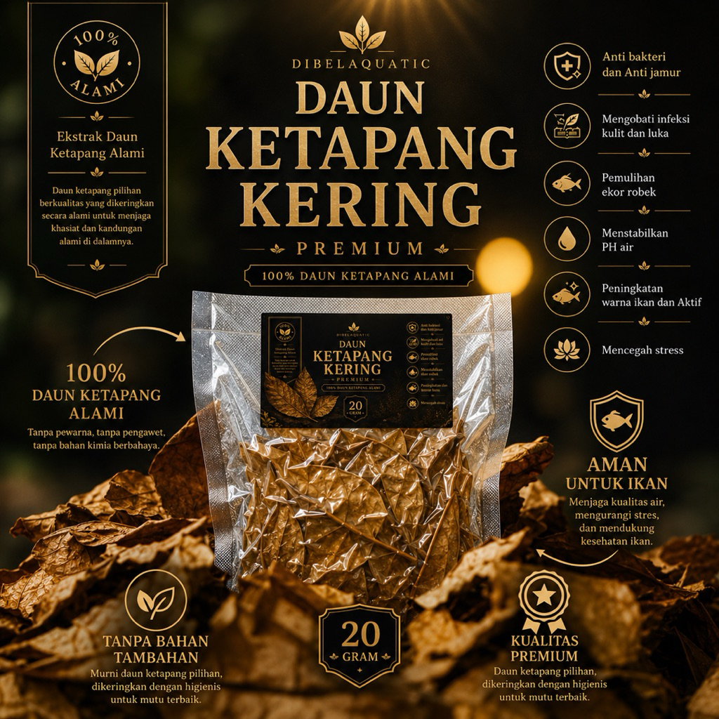 Daun Ketapang Laut Kering Organik Premium Pekat Alami Tanpa Pengawet Seal Vacuum Untuk Segala Jenis 