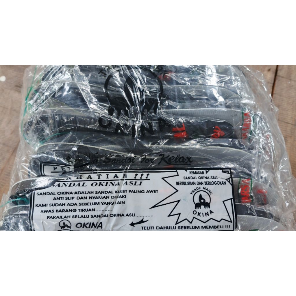 SANDAL JEPIT OKINA HITAM PUTIH 9-10/5 (1 PAK ISI 6PASANG)
