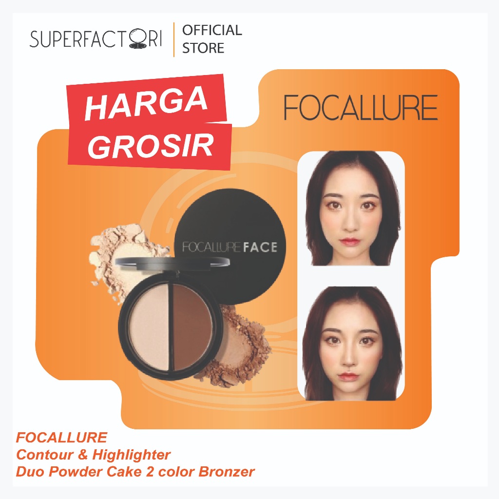 (READY STOCK) Focallure Contour & Highlighter Duo Powder Cake 2 color Bronzer FA 05 FA05