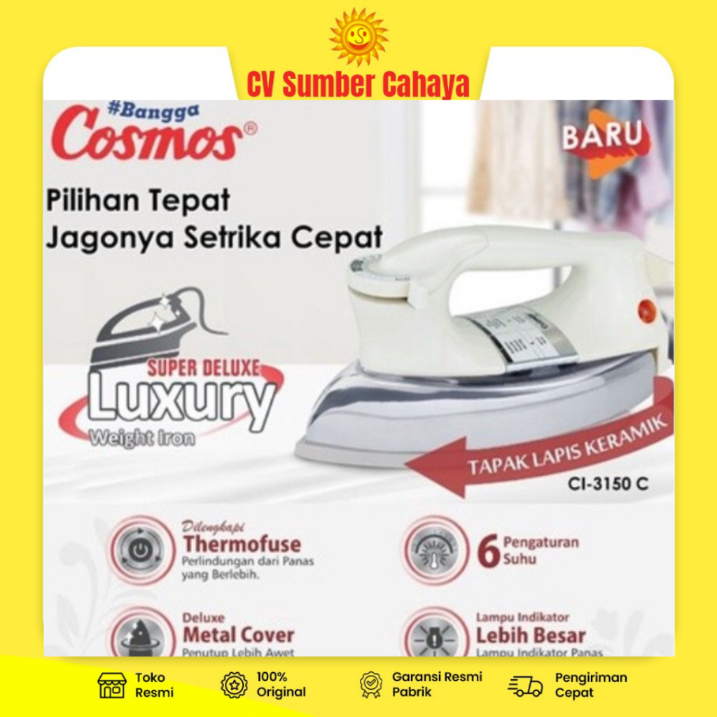 Cosmos Setrika Listrik Ceramic Luxury Metal Cover CI-3150C CI 3150C 3150 C Anti Lengket Gosokan