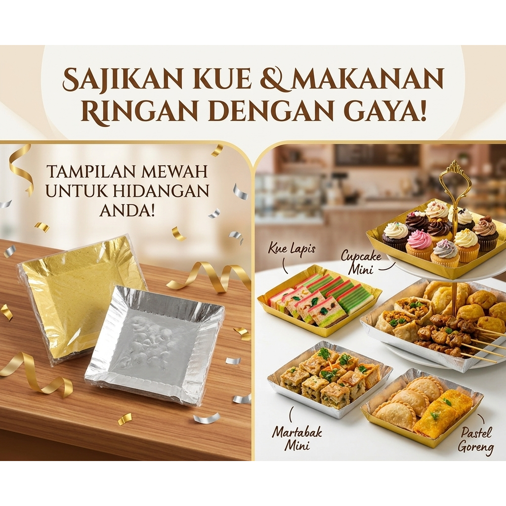 LEPEK KERTAS/PIRING KERTAS UNTUK SNACK & KUE, AWET DAN TAHAN PANAS
