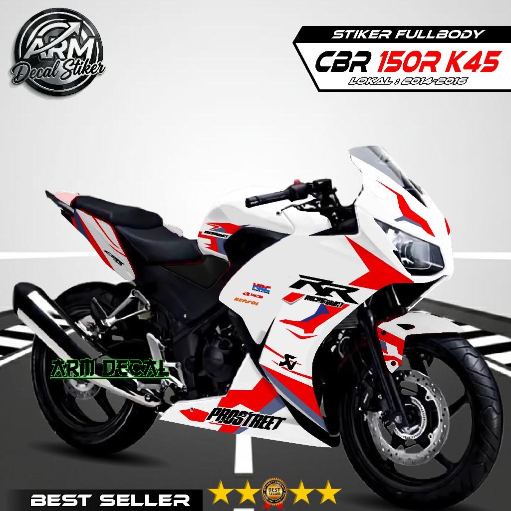 Decal Sticker CBR 150R K45A Lokal Fullbody - Decal CBR K45A Lokal Fullbody - Stiker CBR Lokal - Puti