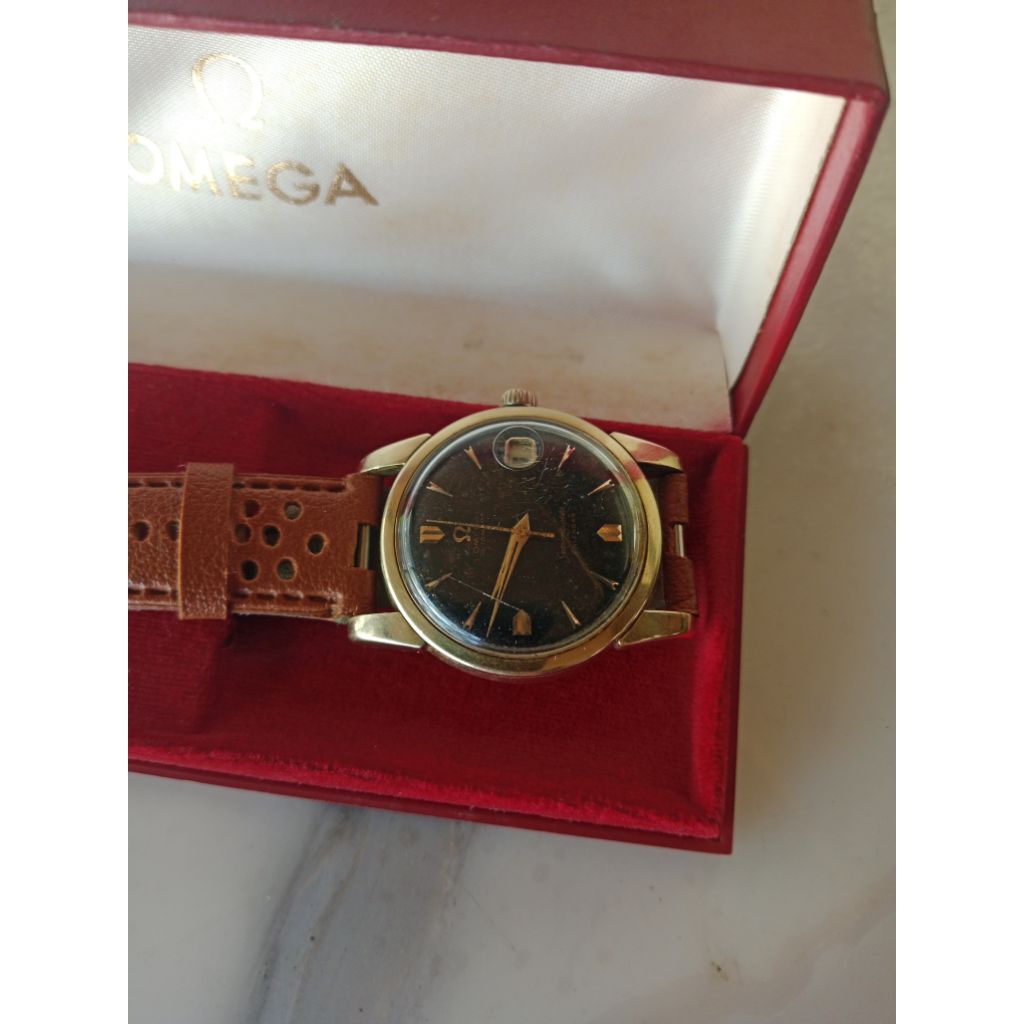 Jam Omega Vintage Original Seamaster Calendar Automatic Tahun 1958 Gold Top