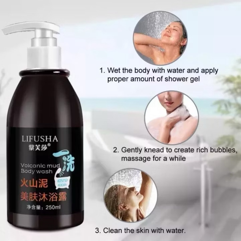 LUFUSHA 250ml BODY MUD - Sabun Lumpur Vulkanik Whitening - Pemutih Badan & Wajah Ampuh -...