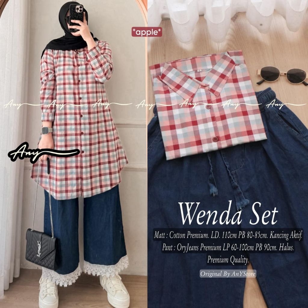 Wenda set, cintya set celana kulot jeans - Zella set kulot jeans by any - setelan celana jeans
