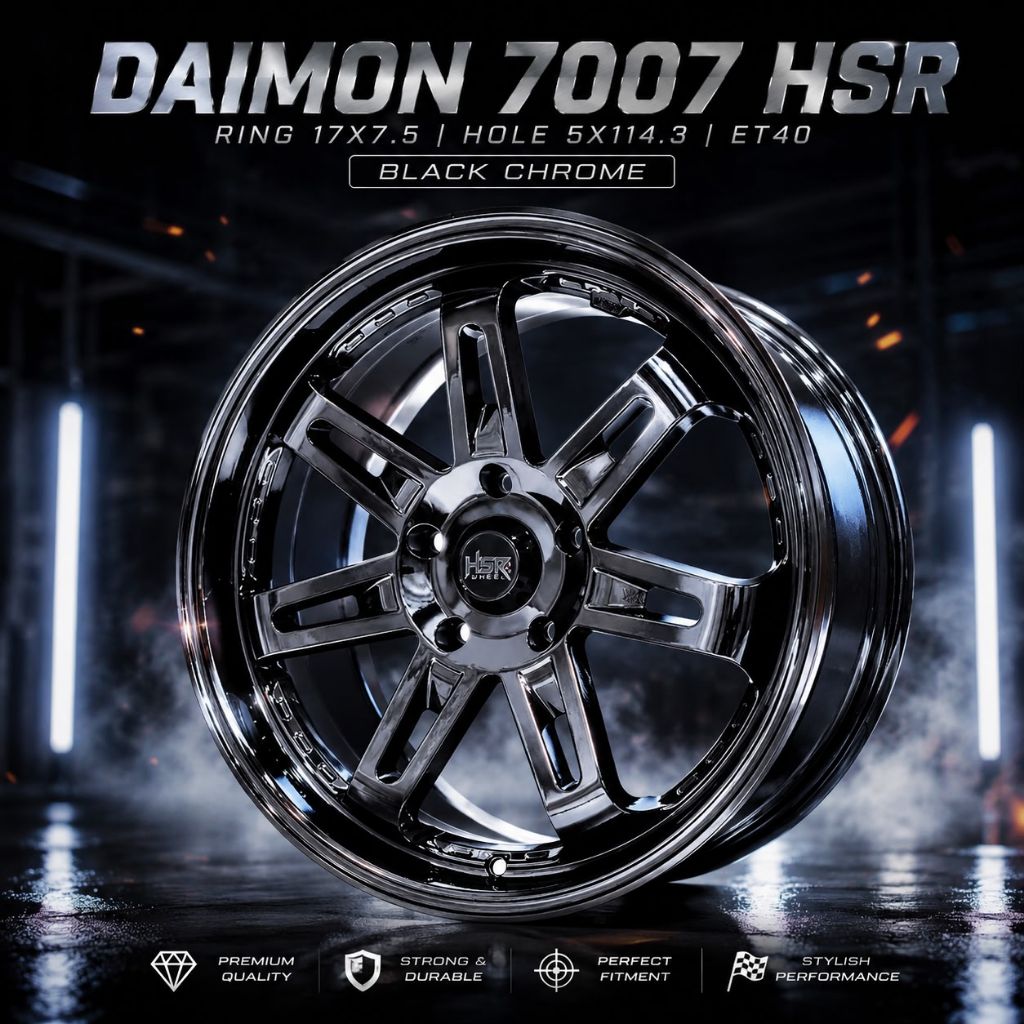 Velg Mobil Xpander Innova Terios Ertiga Dll Velg Mobil Hsr Tipe Daimon Ring 17 Black Chrome