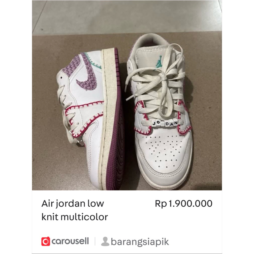 preloved -  sepatu air jordan low knit multicolor | sepatu