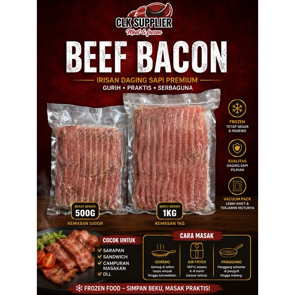 Beef Bacon/ bacon sapi / SMOKED BEEF BACON