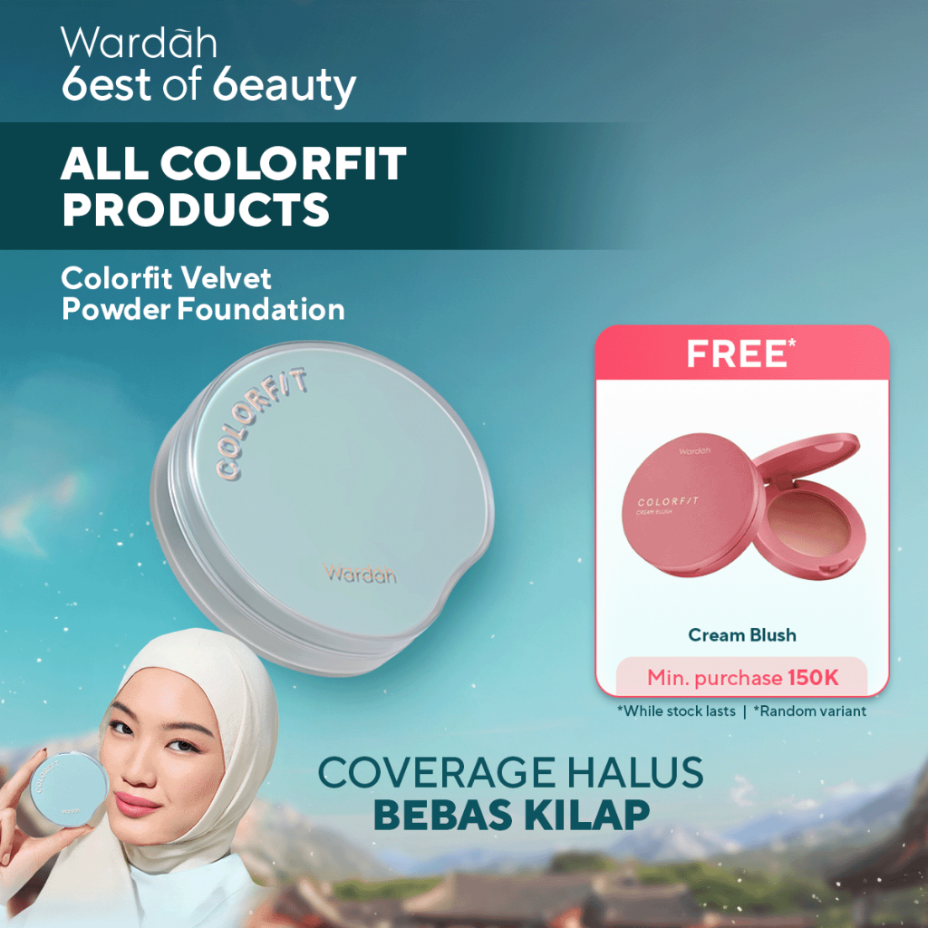 NEW WARDAH TWC Colorfit Velvet Powder Foundation 11 g - Two Way Cake No 1 di Indonesia, Medium-to-Hi