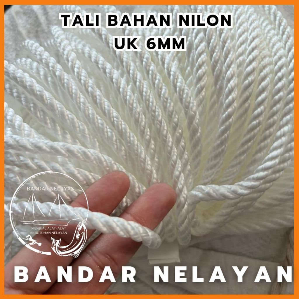 TALI TAMBANG BAHAN NILON/KAIN 6MM PER METER / TALI IKAT MOBIL TRUK / TALI LOSBAK / TALI TERPAL MOBIL