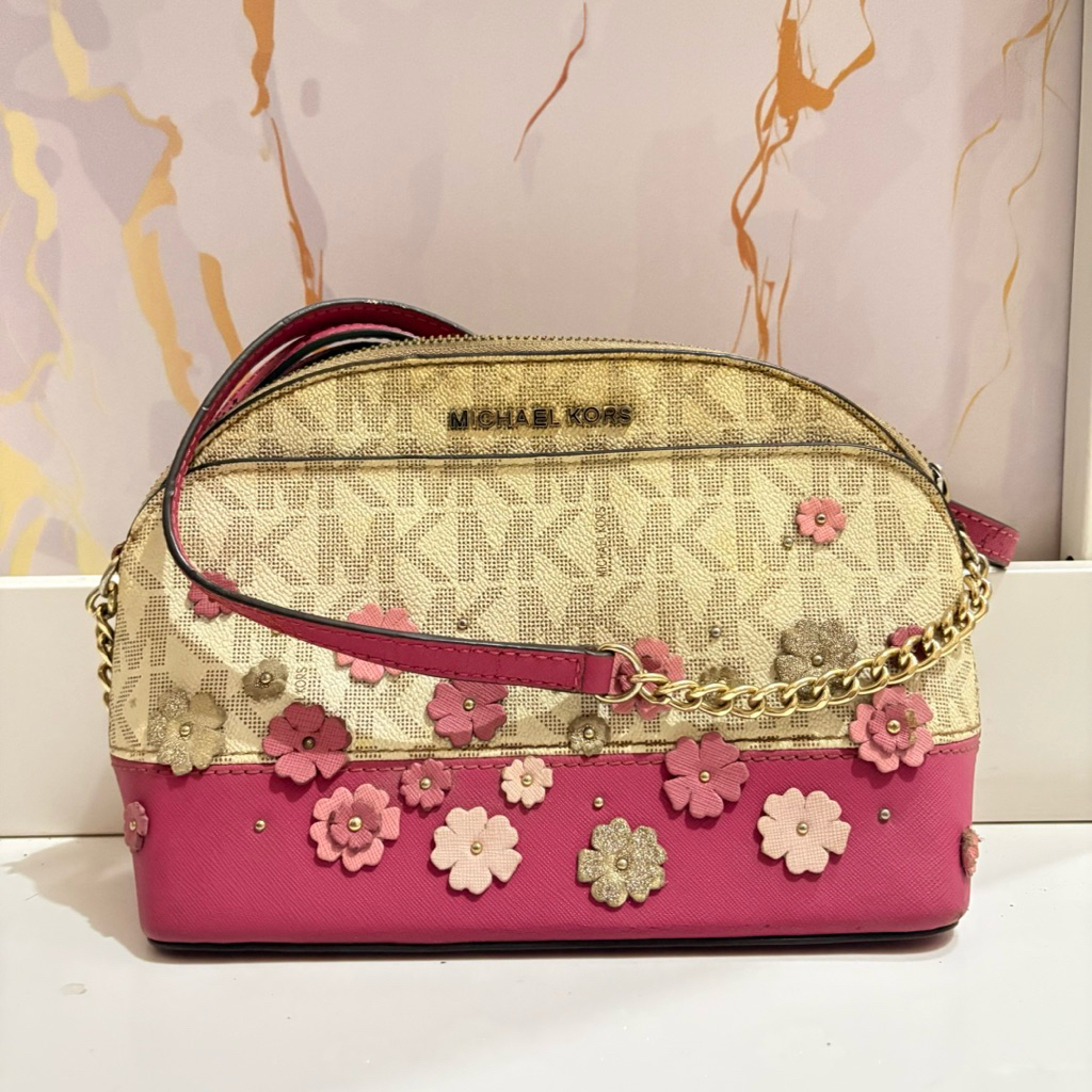MK EMMY MEDIUM CROSSBODY FLORAL SIGN PINK PL