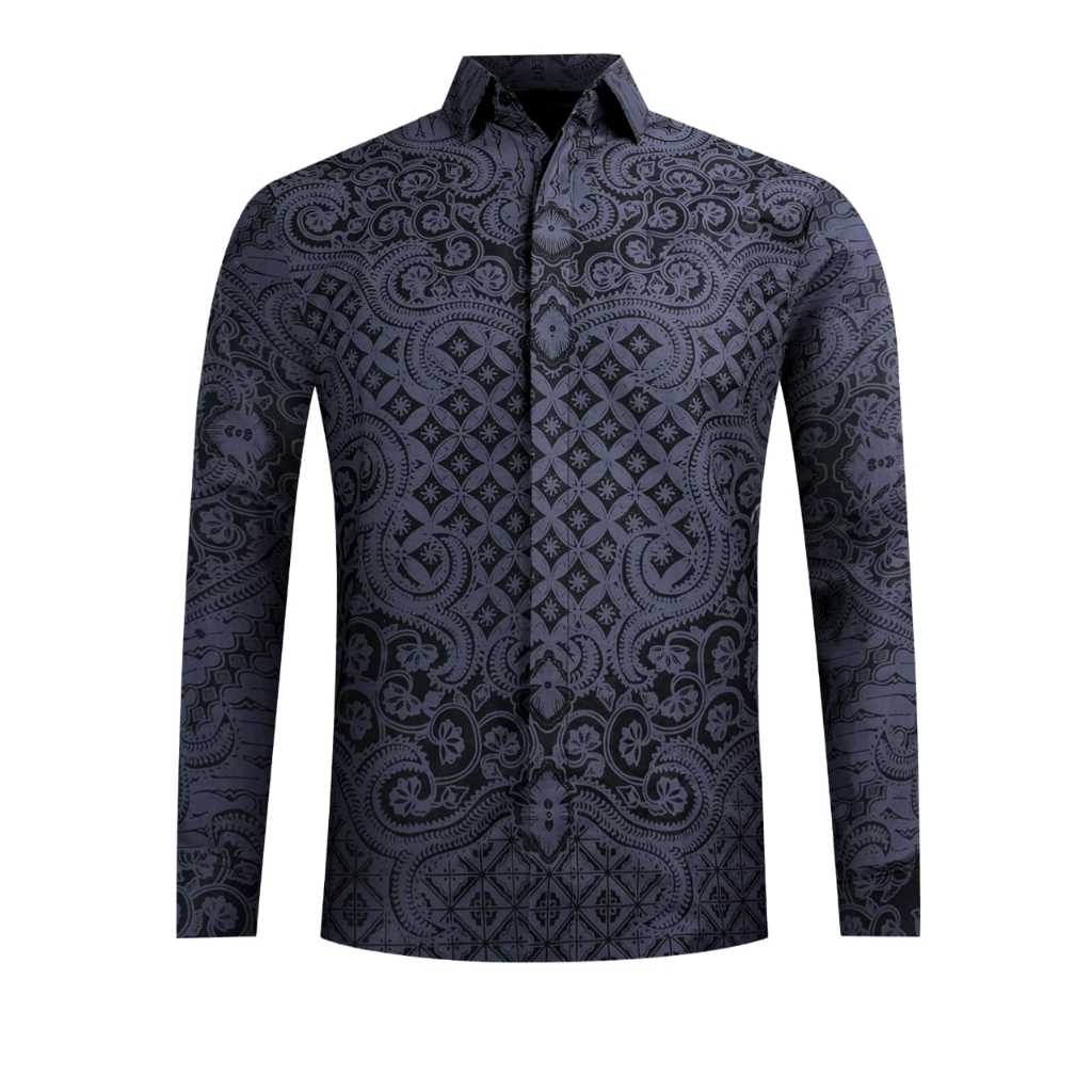 BATIK HAMAYRA||KEMEJA BATIK PRIA MOTIF ARUNIKA HITAM