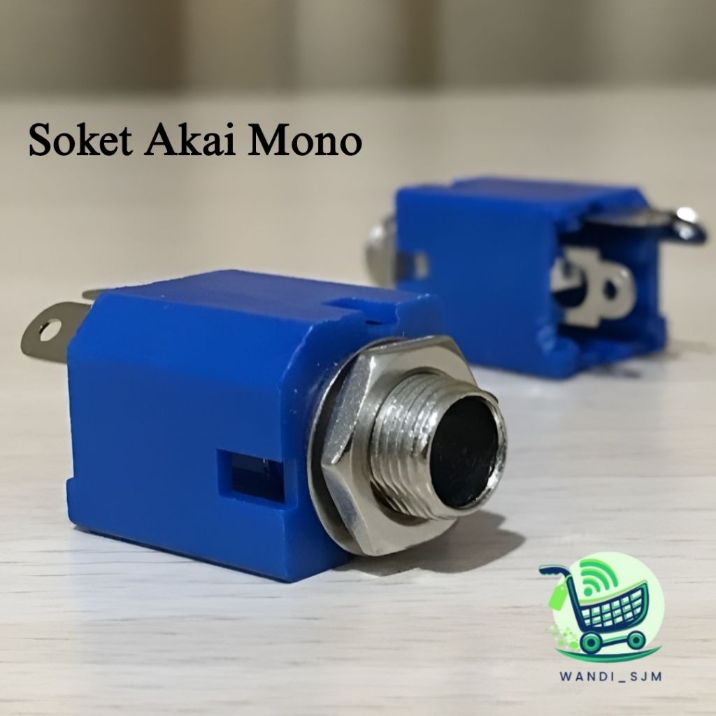 Socket Akai Mono segi Biru Soket Audio Soket Microphone