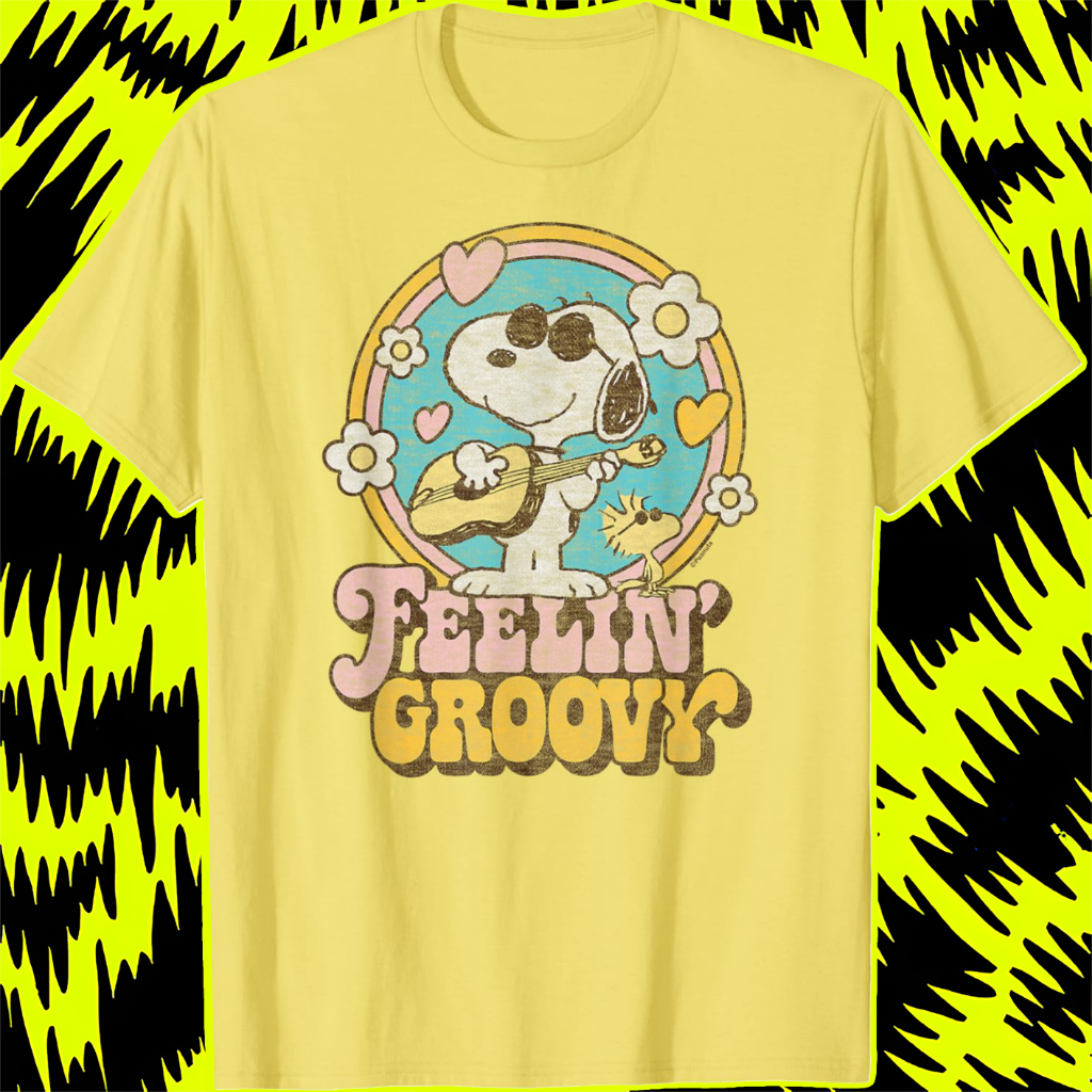 Makeyoushine X Generasi90 Kaos Peanuts - Feelin' Groovy Snoopy and Woodstock T-Shirt – Baju Vintage 