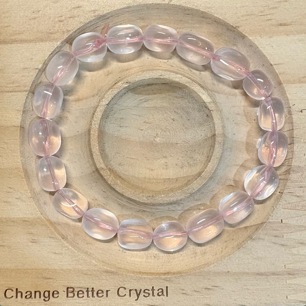 Gelang Batu Alam Natural Rose Quartz Star barrel irregular HQ