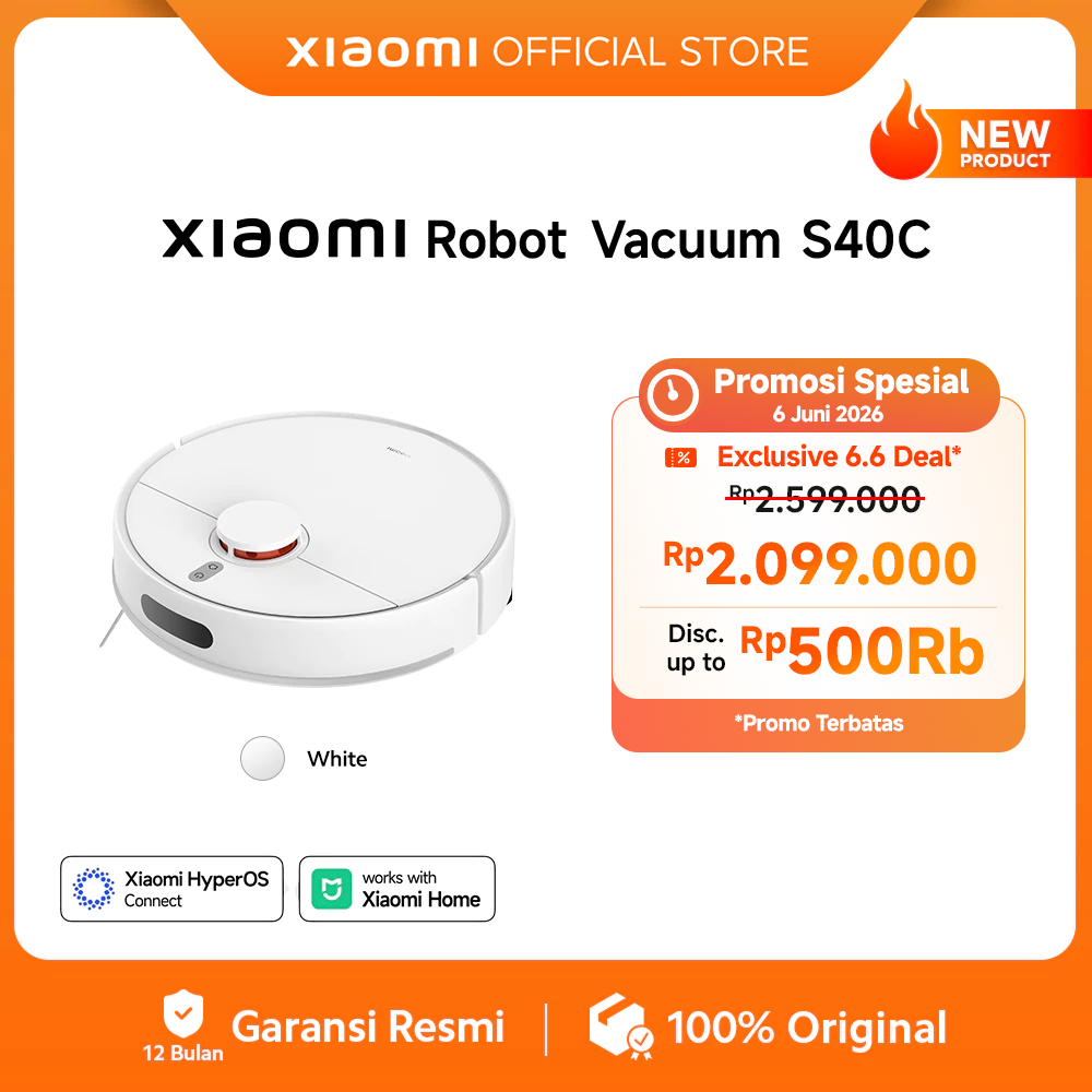 Xiaomi Robot Vacuum S40C | Navigasi laser LDS lebih presisi | Kontrol cerdas via Xiaomi Home App | S