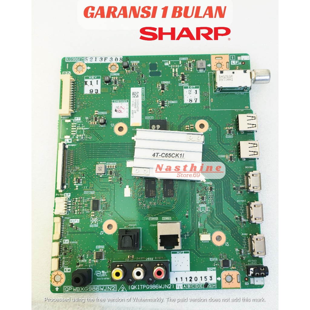 TV LED SHARP - SPAREPART - PCB MAINBOARD TV SHARP. 4TC65CK / 4T-C65CK1X ORIGINAL