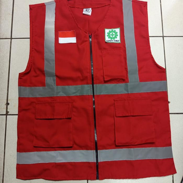 ROMPI PROYEK SAFETY VEST / safety vest rompi safety drill - MERAH