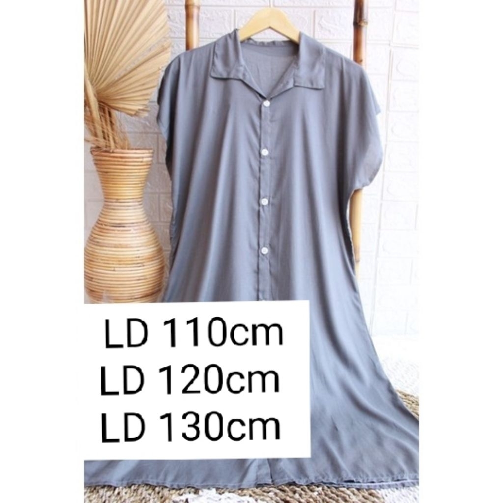 LD 110 120 130 Daster Full Kancing Aktif Daster Rayon Busui Home Dress Polos Kancing Selina