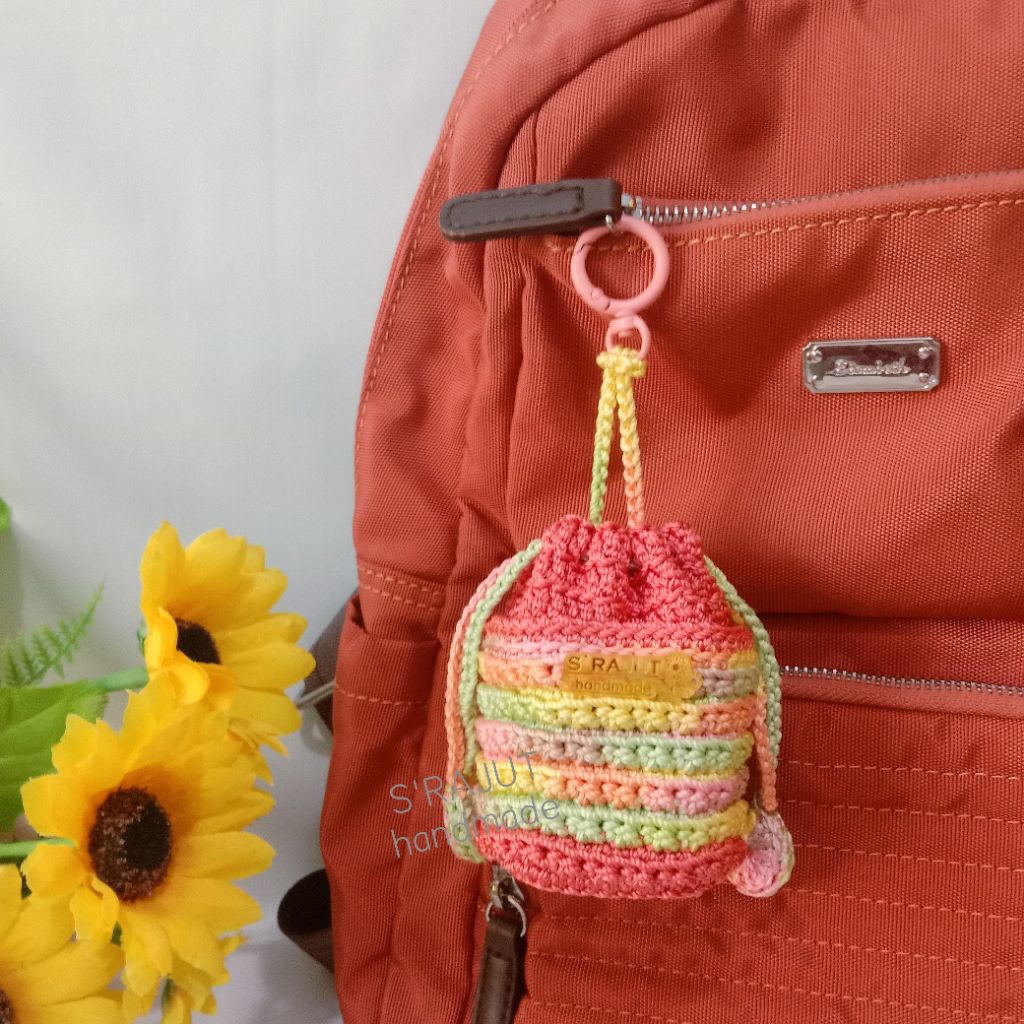 Drawstring Pouch Mini Rajut | Pouch Serut Mini Rajut | Bag Charm Pouch