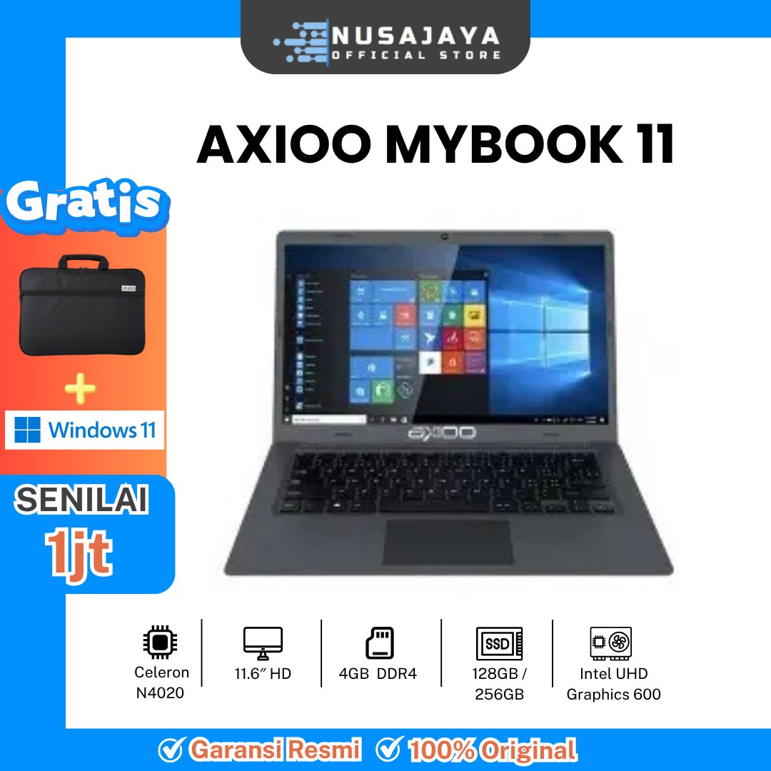 Axioo Mybook 11G Celeron N4020 4GB 256GB SSD 11.6 inci Win 10 Pro