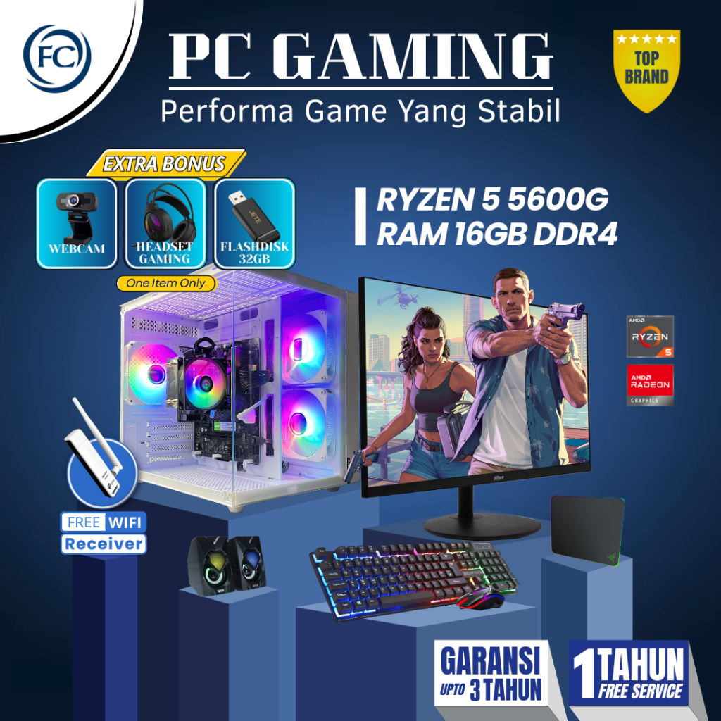 PC GAMING & DESIGN RYZEN 5 5600G 16GB RAM FULLSET SIAP PAKAI