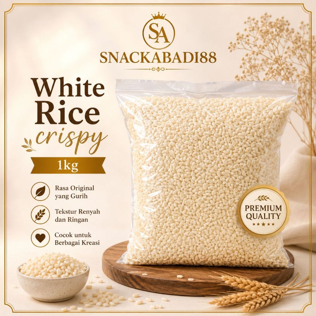 Rice Crispy Putih Original 1kg – Kualitas Premium l Rice Crispy Lonjong original serat