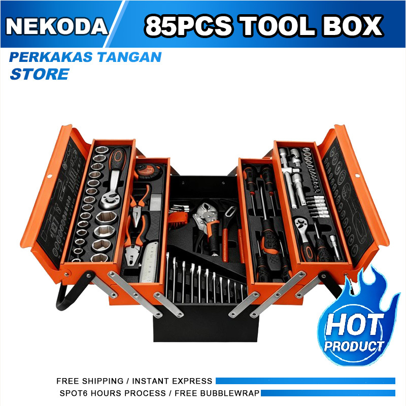 Tool Kit 85 Pcs Tool Box Perkakas Kunci Sok Set Set Lengkap Tool Box Kunci Shock Set