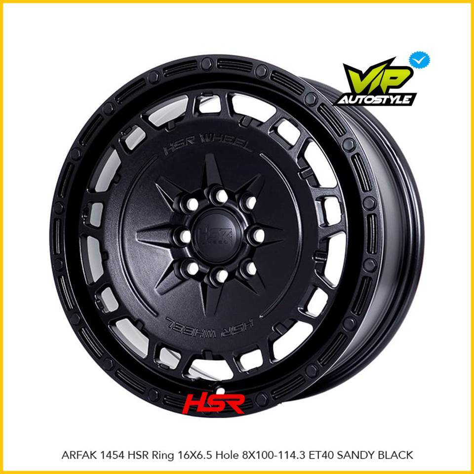 VELG DISKON MOBIL R16 HSR ARFAK 1454 HSR R16X65 4X100-4X114,3 SANDY BLACK | HSR TOKO JAKARTA UTARA