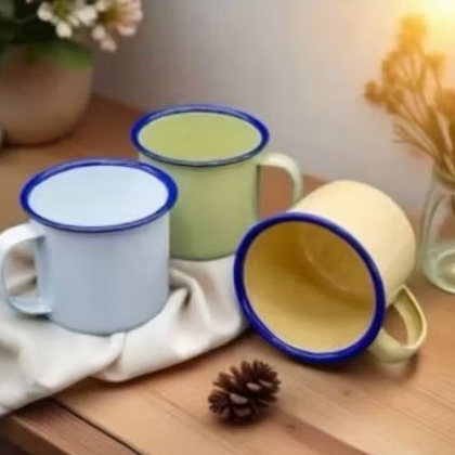 Mug enamel burig Cangkir Seng Kaleng Mug Brilik Muk Burik Loreng Enamel Classic Jadul Vintage Mug po