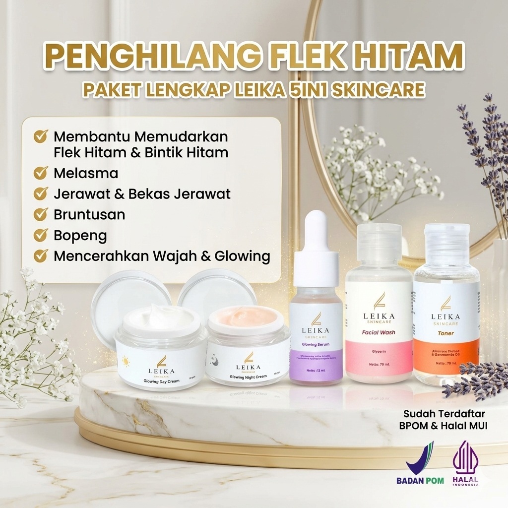 Paket Lengkap 5in1 Leika Skincare Menghilangkan flek hitam di wajah penghilang flek hitam di wajah s