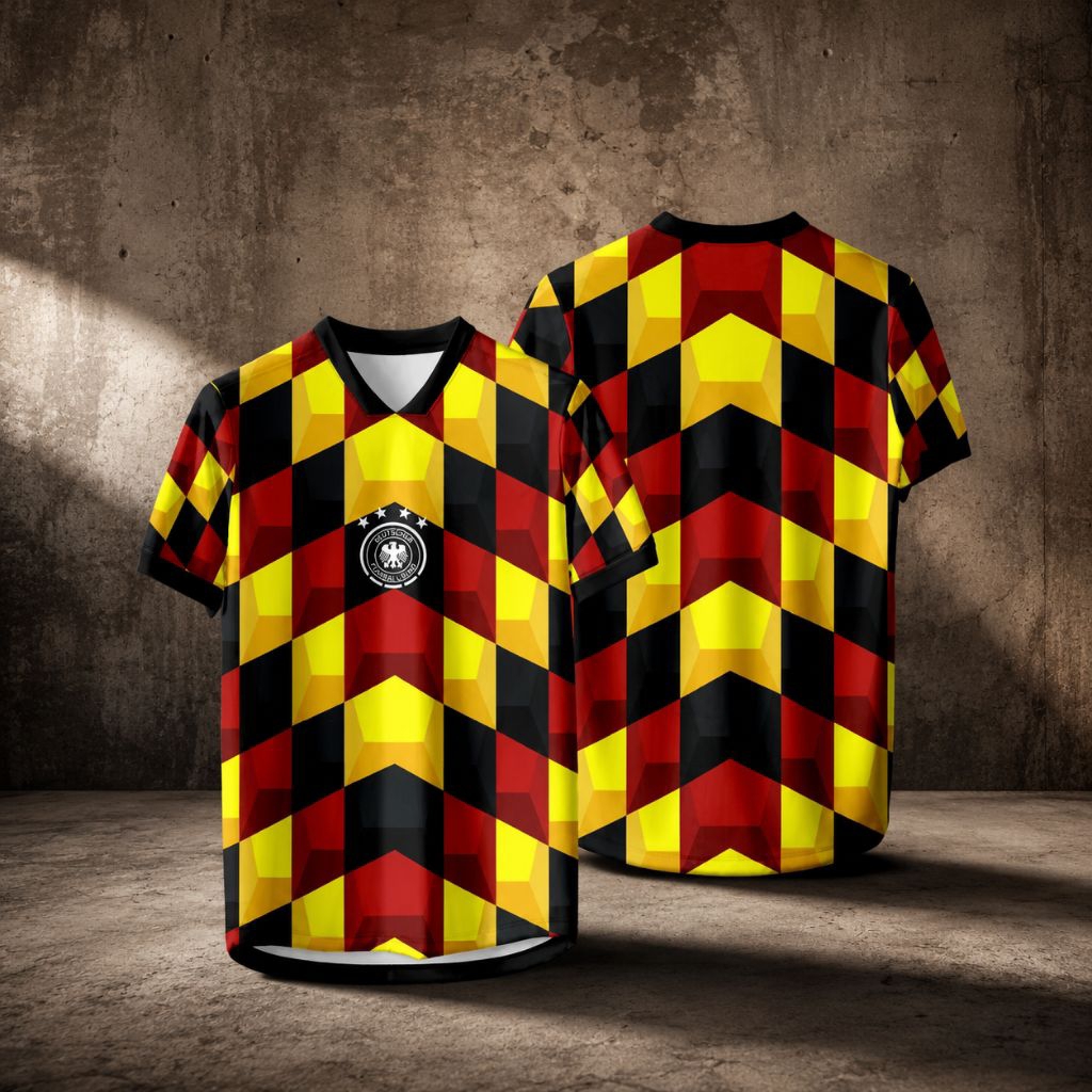 JERSEY TIMNAS JERMAN PREMATCH 2026 MOTIF GEOMETRIS GRATIS CUSTOM NAMA DAN NOMOR PUNGGUNG