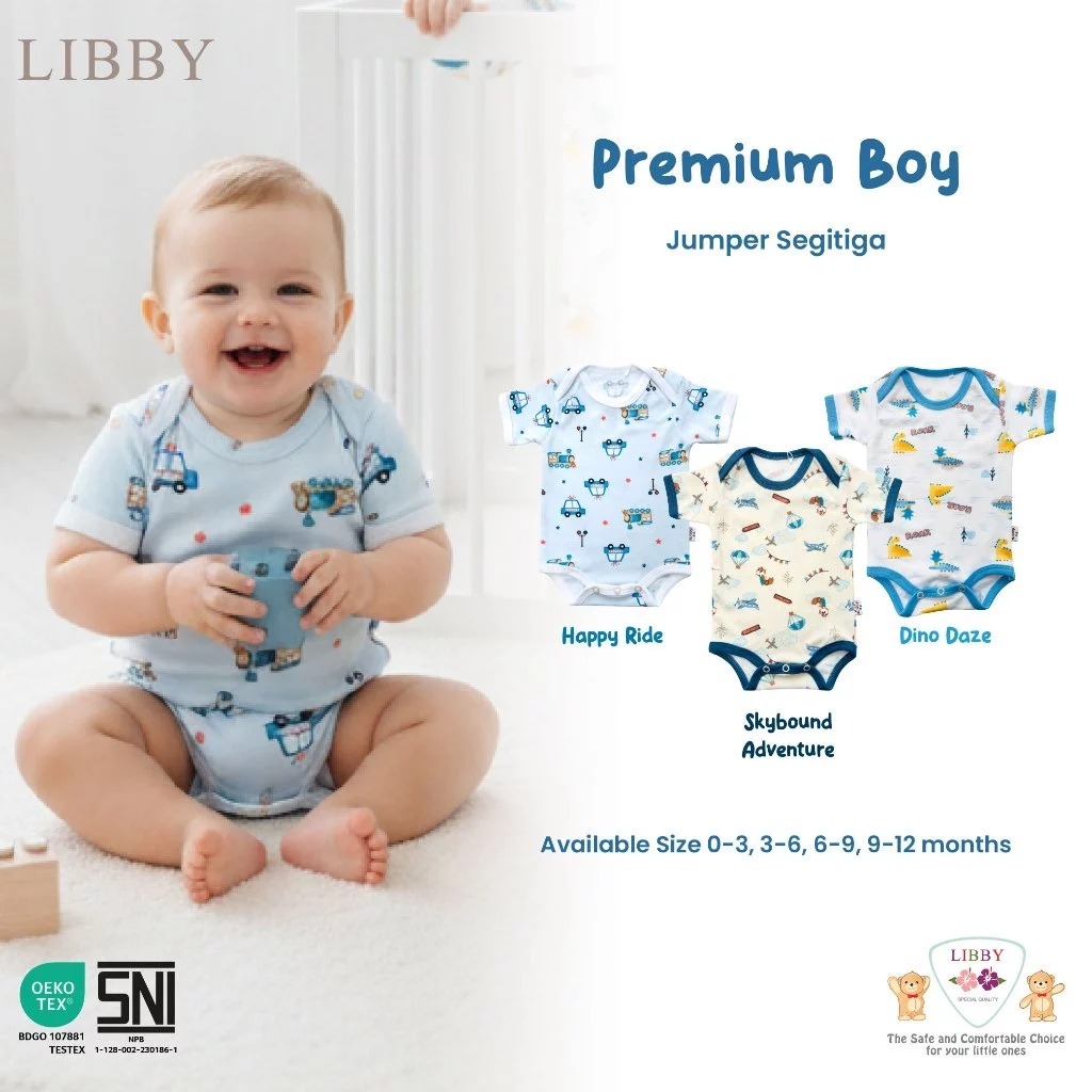 Libby Baby Jumper Segitiga 3IN1|Baju Bayi Libby Baby|Jumper Bayi Libby Baby Lengan Pendek|Jumper Bay