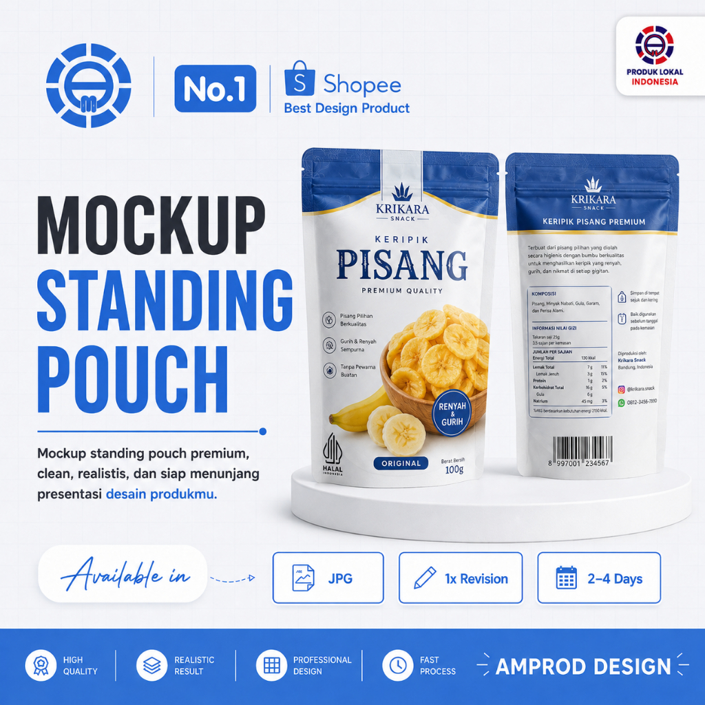 JASA DESAIN PRODUK MOCKUP  / DESAIN STANDINGPOUCH  / KEMASAN MAKANAN [ MOCKUP ONLY ]