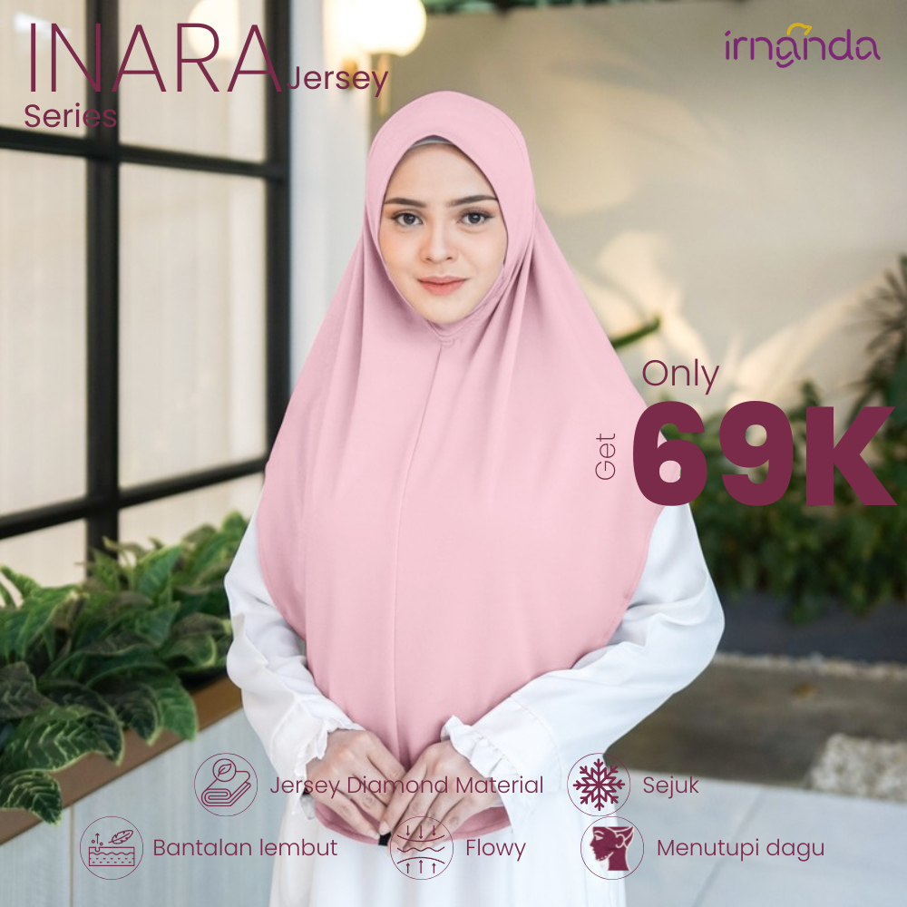 Irnanda Hijab - Bergo Instant Terbaru | Jersey Diamond | INARA Series | Peach