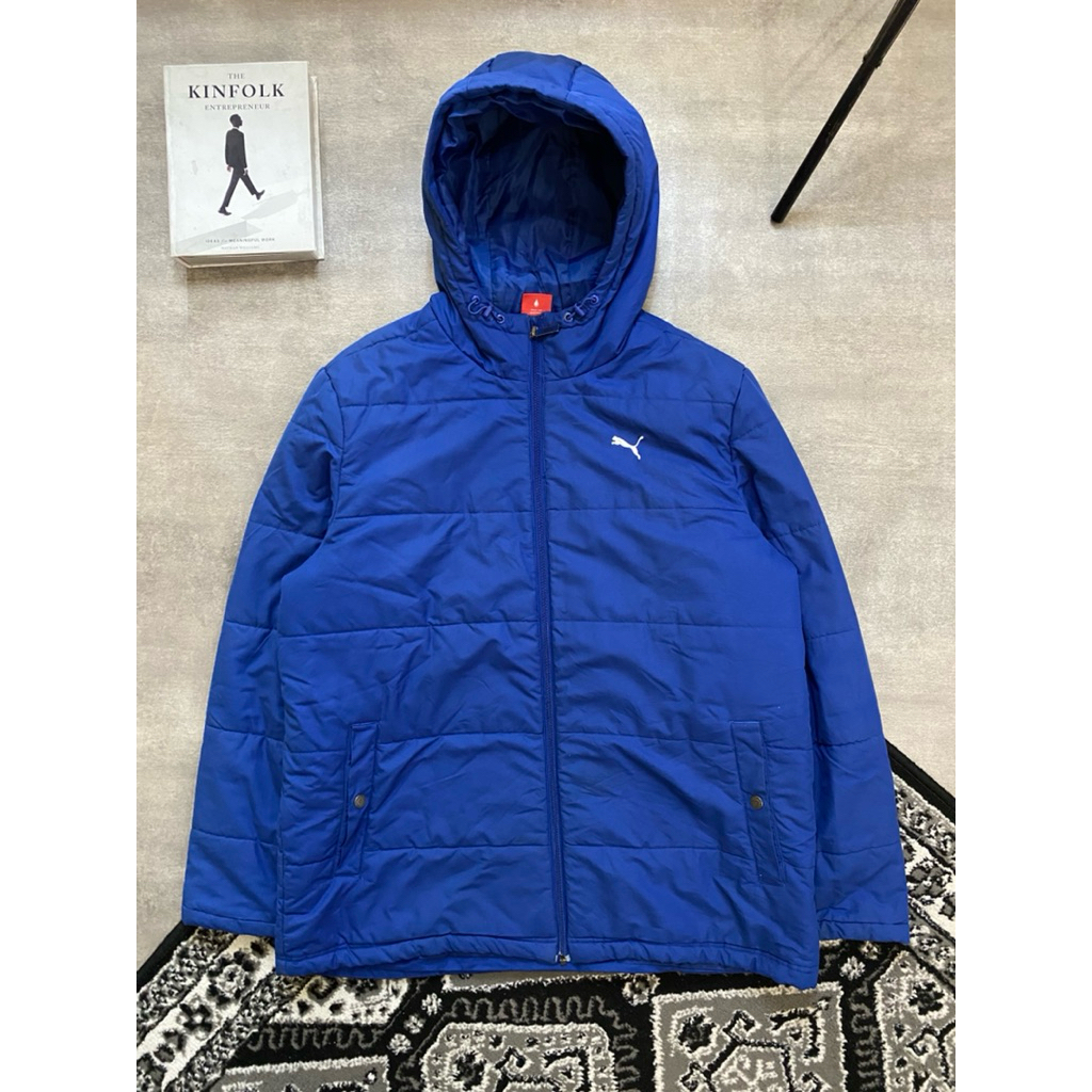 Puma Warm Padded Jacket Blue Full Zipper Hooded
