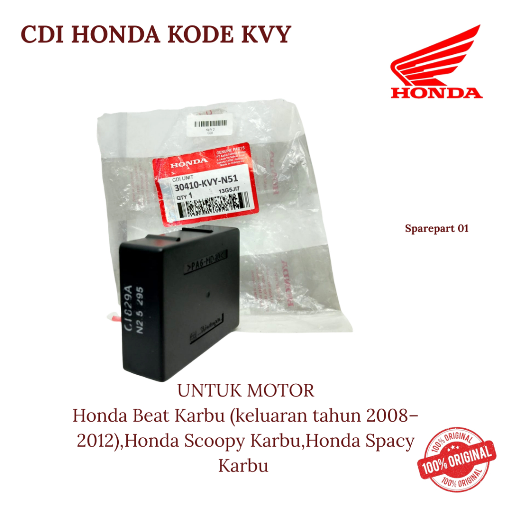CDI ORIGINAL HONDA KODE KVY UNTUK MOTOR HONDA BEAT KARBU (KELUARAN TAHUN 2008-2012),HONDA SCOOPY  KA