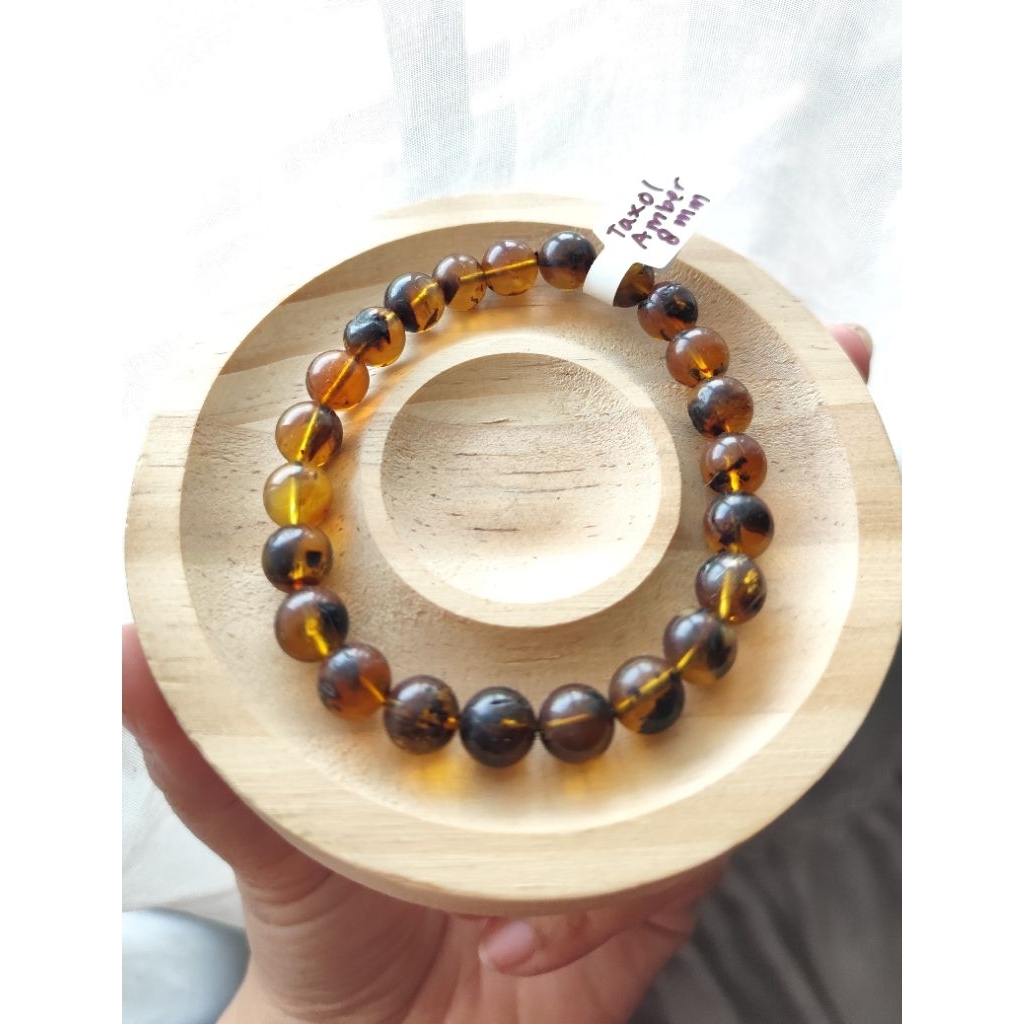 Kyowa Gelang Taxol Amber Bracelet 8 mm Lingkar 16 Papan