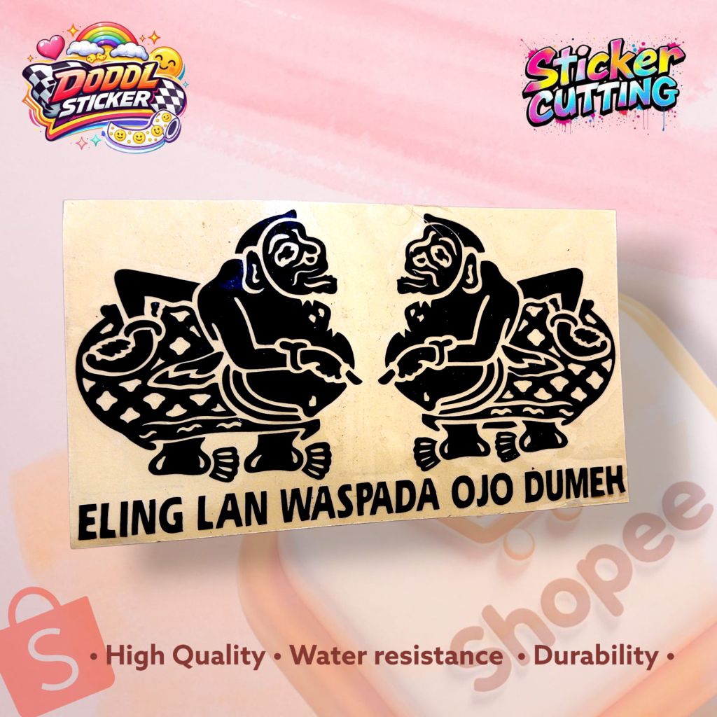 Sticker Cutting Wayang Semar Sepasang Eling Lan Waspada Ojo Dumeh