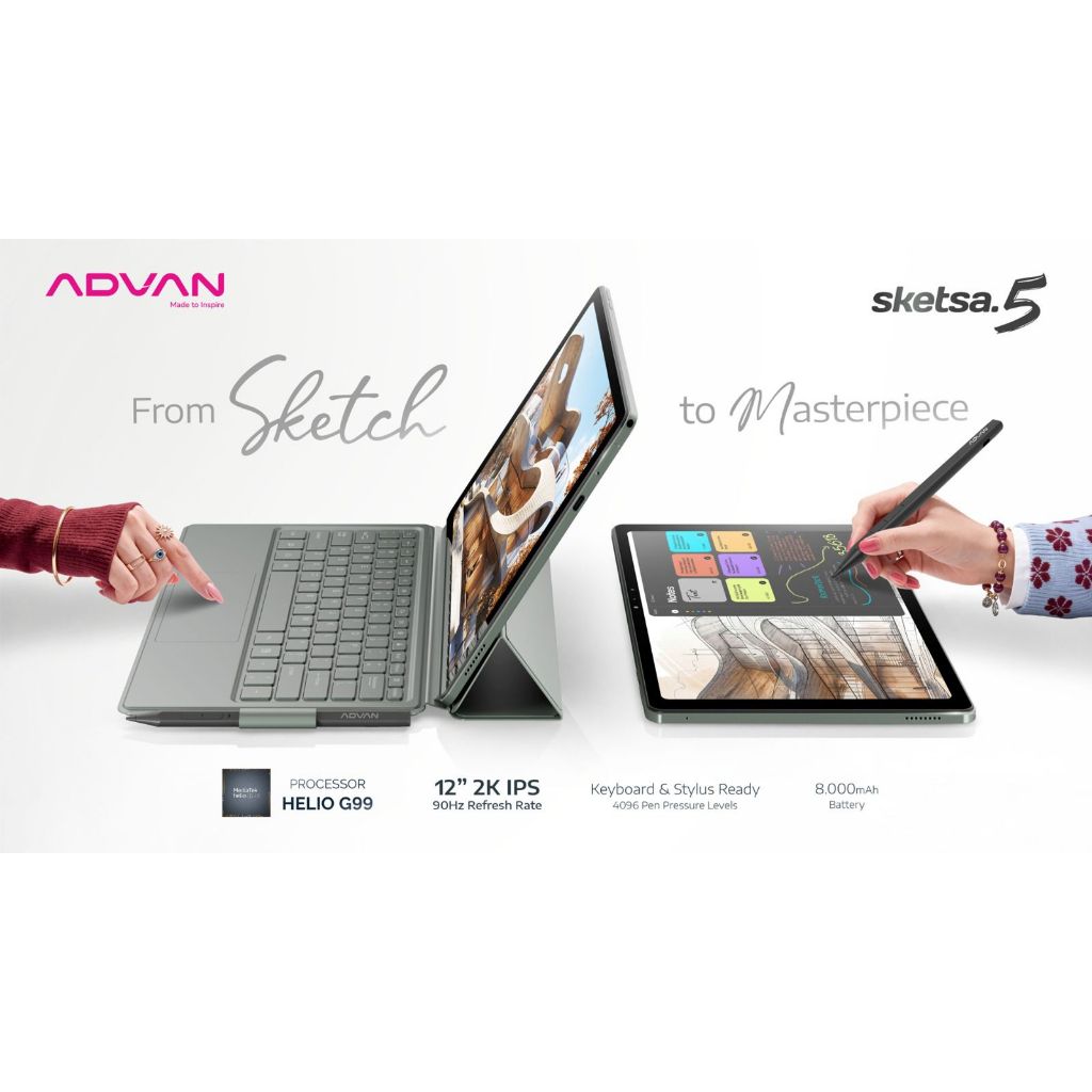 TABLET ADVAN SKETSA 5 8/128GB RAM 8GB INTERNAL 128GB Bonus Pen + Keyboard