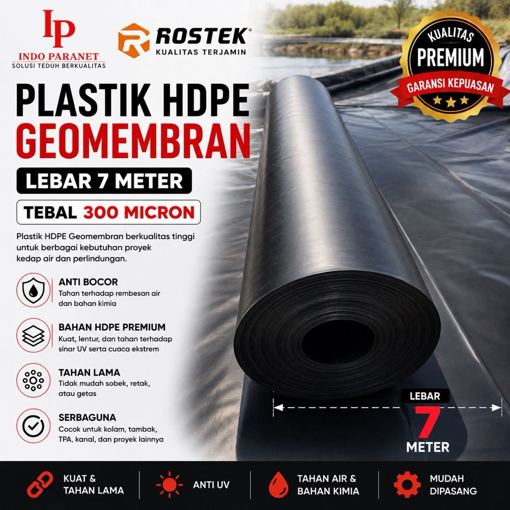 GEOMEMBRAN LEBAR 7 METER 300 MICRON PLASTIK HDPE