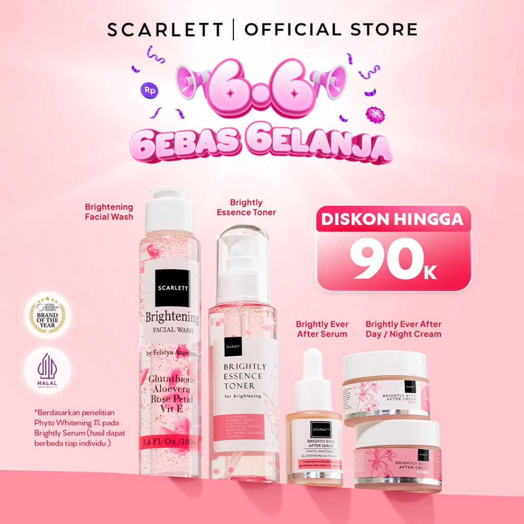 Scarlett Facecare Series PAKET untuk Membantu Mencerahkan Wajah , Menghilangkan Jerawat, Mencegah Pe