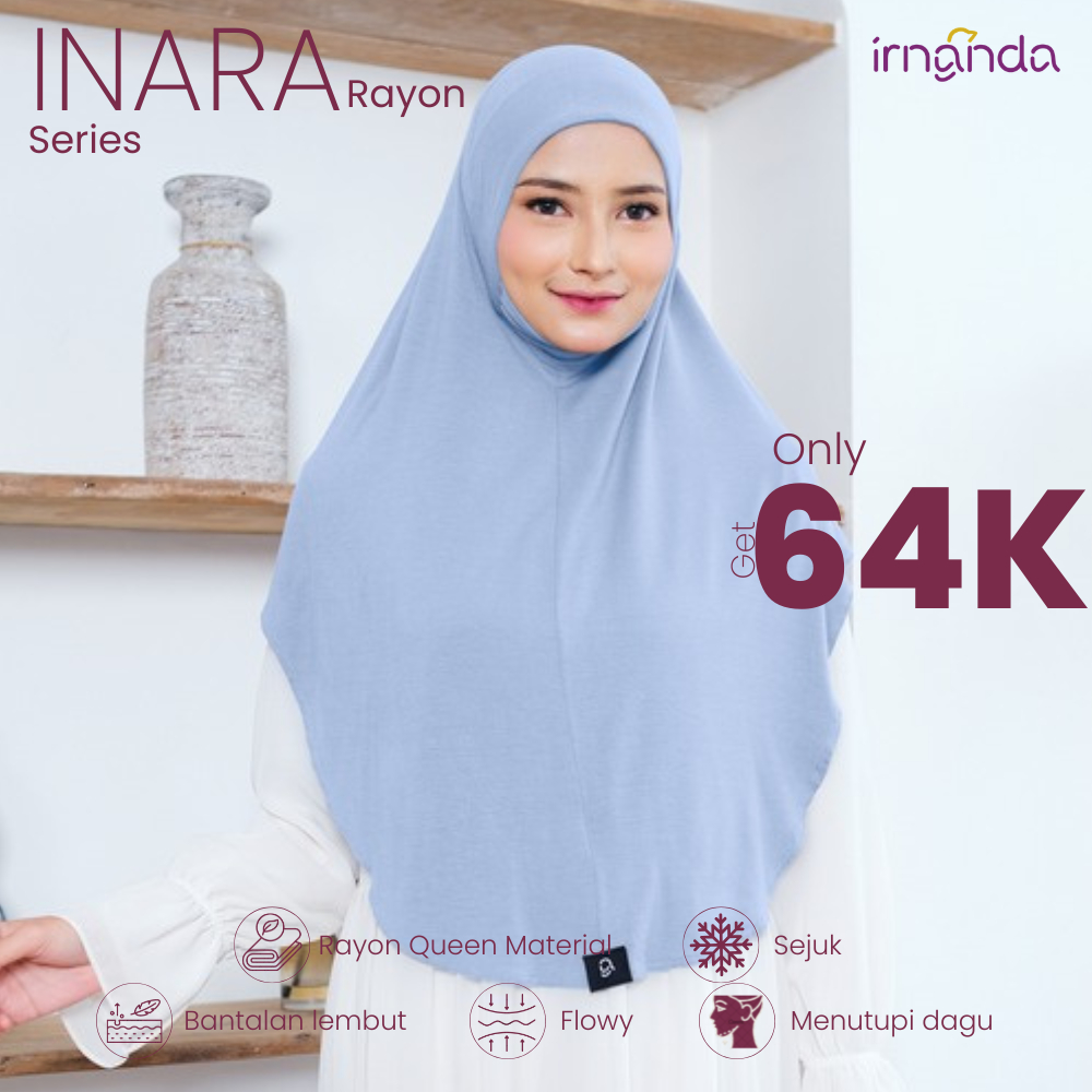 Irnanda Hijab - Bergo Instan Rayon Premium | INARA Series | Light Grey