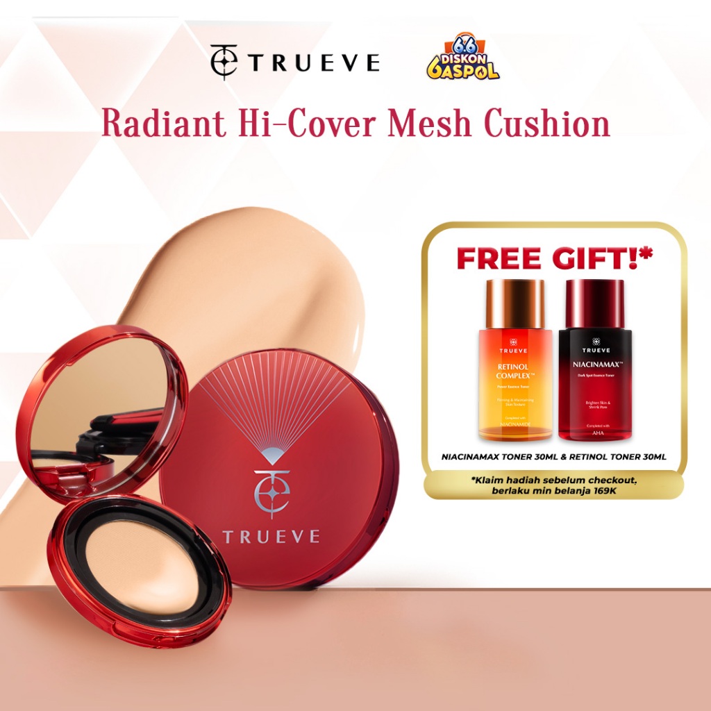 TRUEVE Radiant Hi-Cover Mesh Cushion - High Coverage Tahan Lama, Minim Oksidasi, Poreless Radiant Gl
