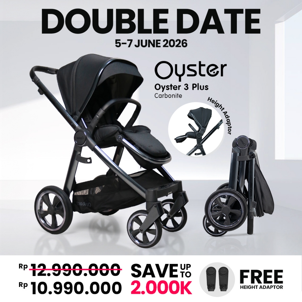 Oyster 3 Stroller Plus Carbonite Gunmetal Chassic (Include Bottle Holder) / Stroller Anak