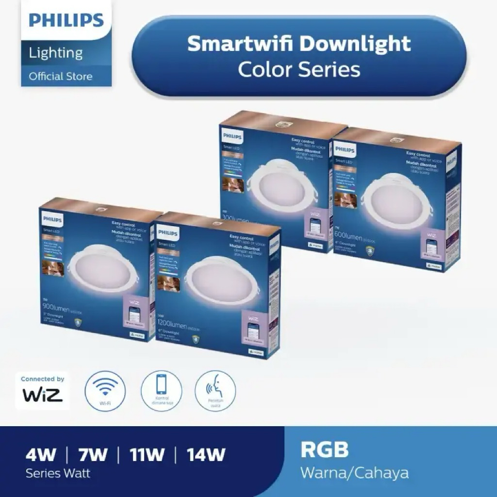 lampu downlight wifi RGB philips