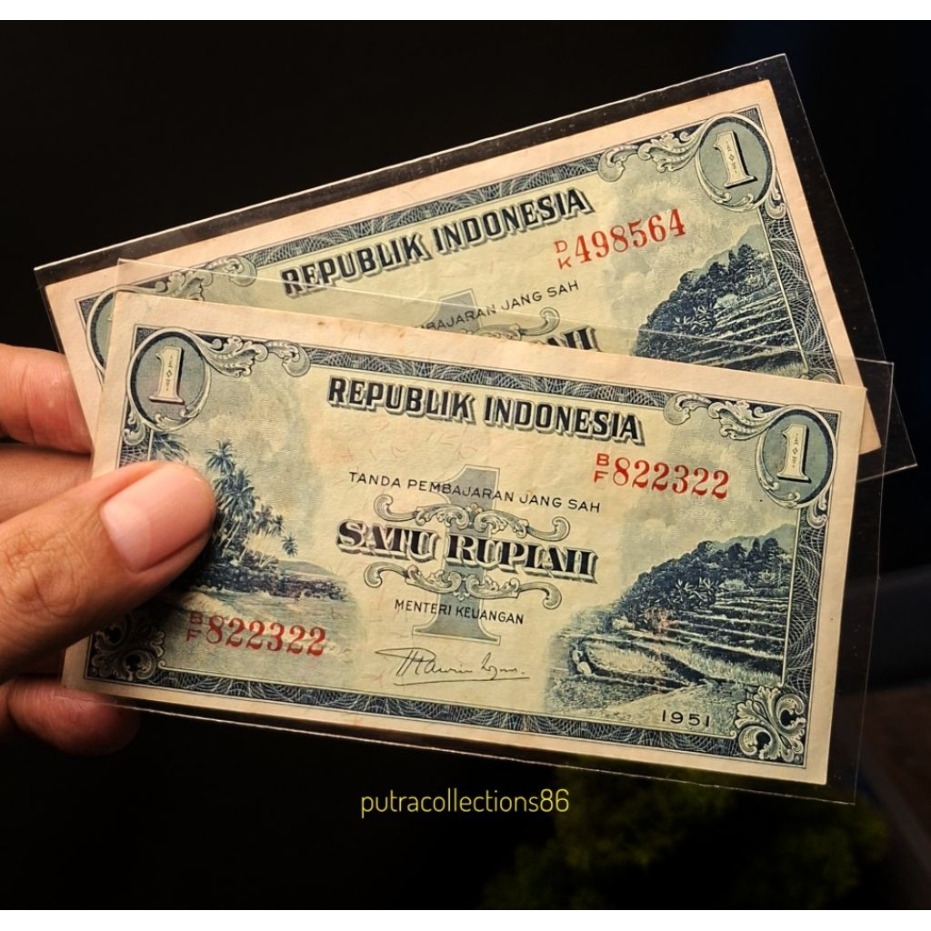 uang 1 rupiah seri pemandangan tahun 1953 rare asli