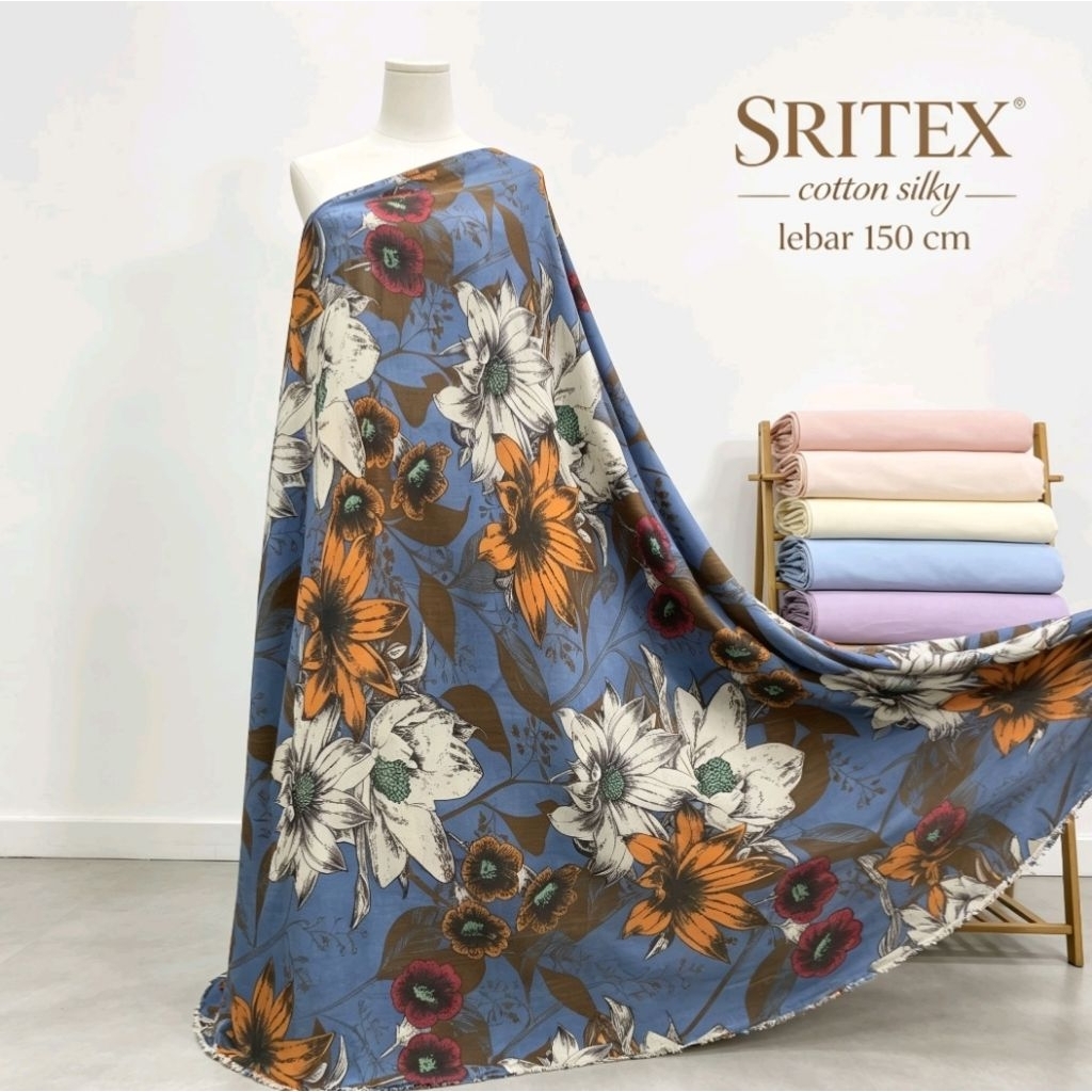 kain katun silk paris - kain katun silk sutra - kain katun silk motif